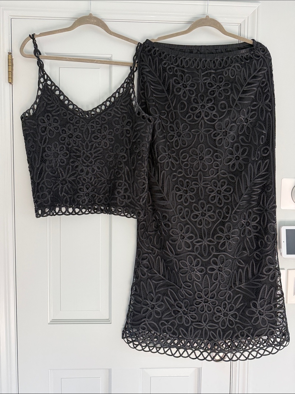 Black Silk Crochet Midi Dress size 12/ Large